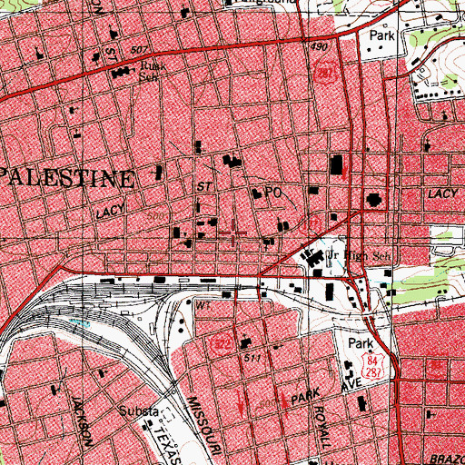 Topographic Map of Denby Building, TX