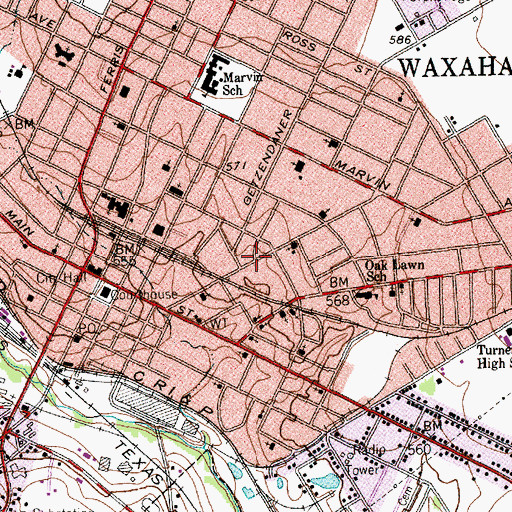 Topographic Map of D H Thompson House, TX