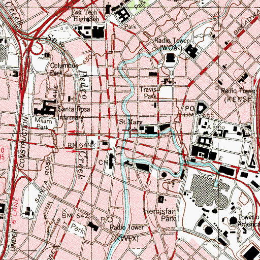 Topographic Map of City Public Service Company Building, TX