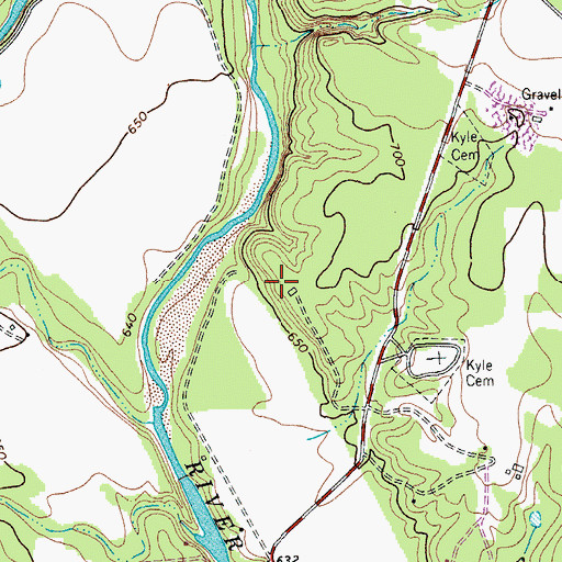 Topographic Map of Claiborne Kyle Log House, TX