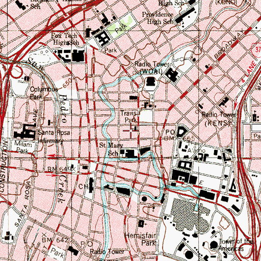Topographic Map of Central Trust Company Building, TX