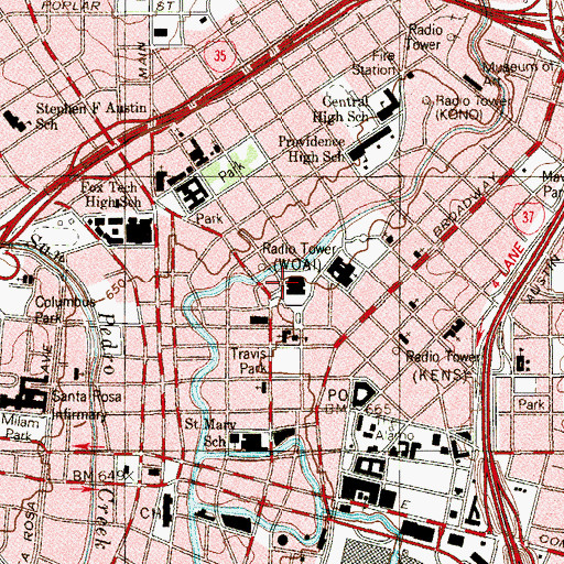 Topographic Map of City of San Antonio Municipal Auditorium, TX
