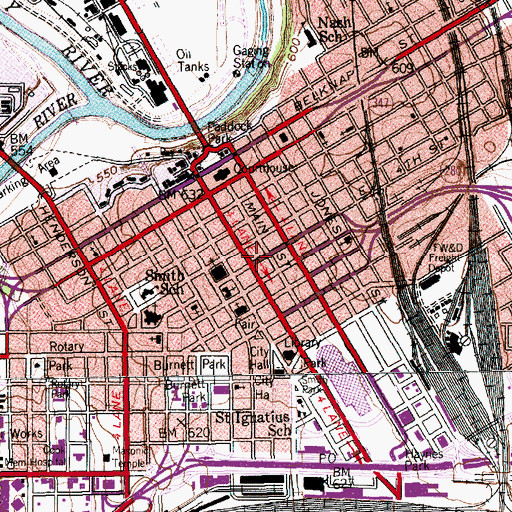 Topographic Map of Burk Burnett Building, TX