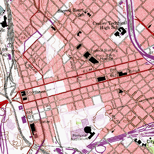 Topographic Map of Busch Building, TX