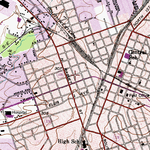 Topographic Map of Byus-Kirkland House, TX