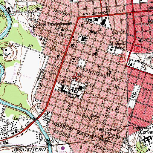 Topographic Map of C R Alden Building, TX