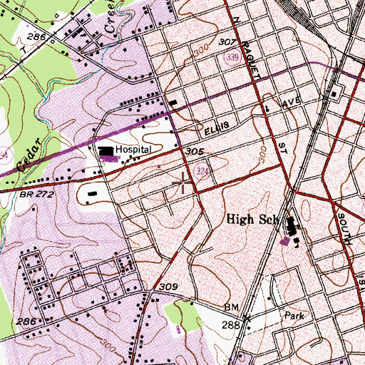 Topographic Map of C W Archie Perry-Hallmark House, TX