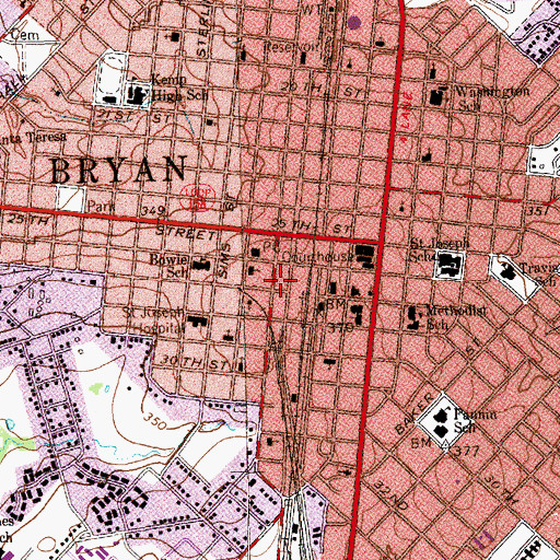 Topographic Map of Bryan Carnegie Library, TX