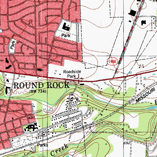 Topographic Map of Captain Nelson Merrell House, TX