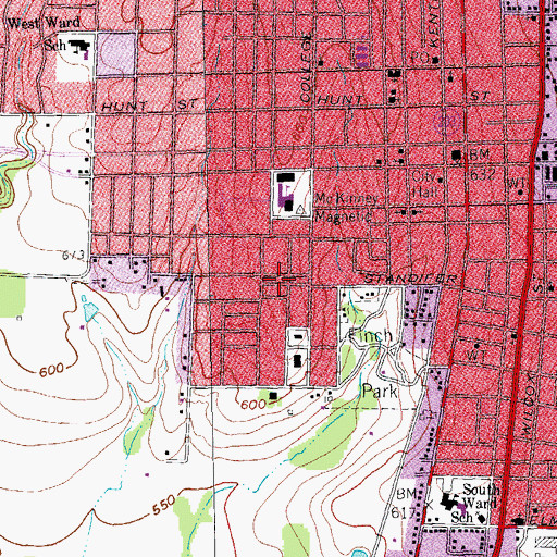 Topographic Map of Beverly-Harris House, TX