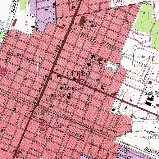 Topographic Map of Billow-Thompson House, TX