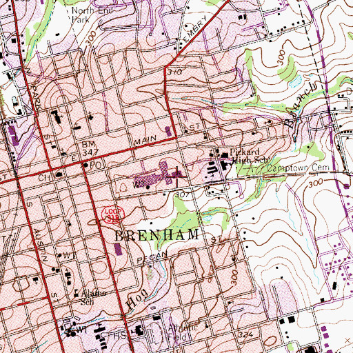 Topographic Map of Blue Bell Creameries Complex, TX