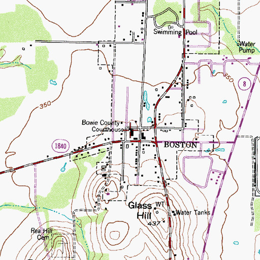 Topographic Map of Bowie County Jail (historical), TX