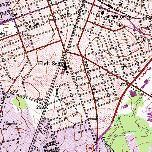 Topographic Map of Boynton-Kent House, TX