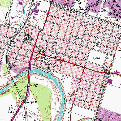 Topographic Map of Ben and Mary Davis House, TX