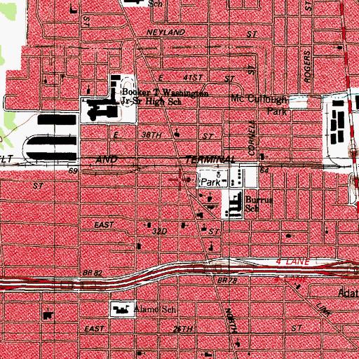 Topographic Map of Ben C and Jenetter Cyrus House, TX