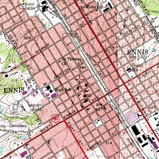 Topographic Map of Barrington House, TX