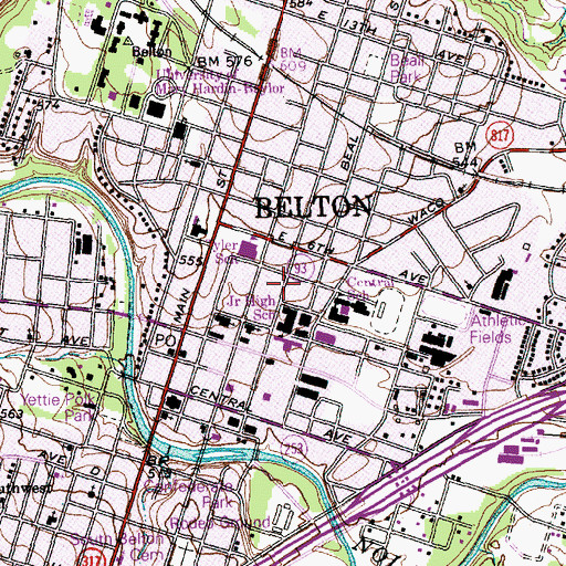 Topographic Map of Arthur Potts House, TX