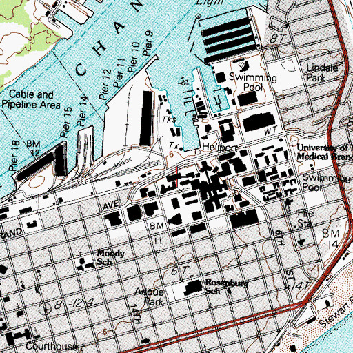 Topographic Map of Ashbel Smith Building, TX