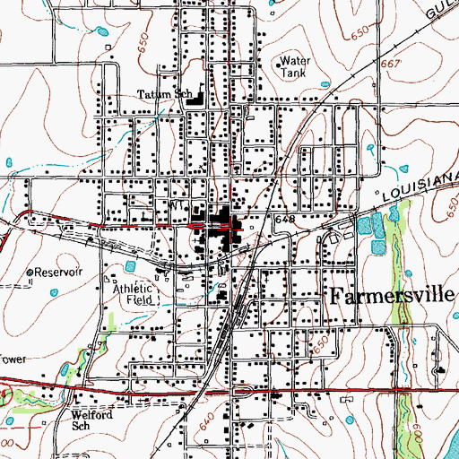 Topographic Map of Aston Building, TX