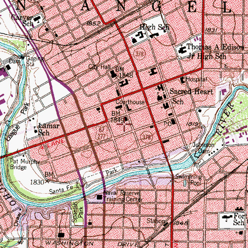 Topographic Map of Aztec Cleaners and Laundry Building, TX