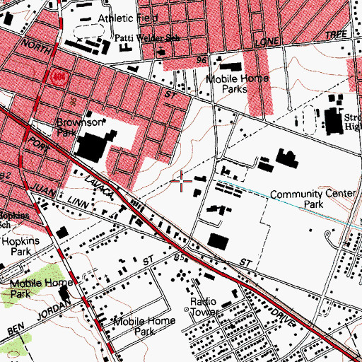 Topographic Map of B F Williams House, TX