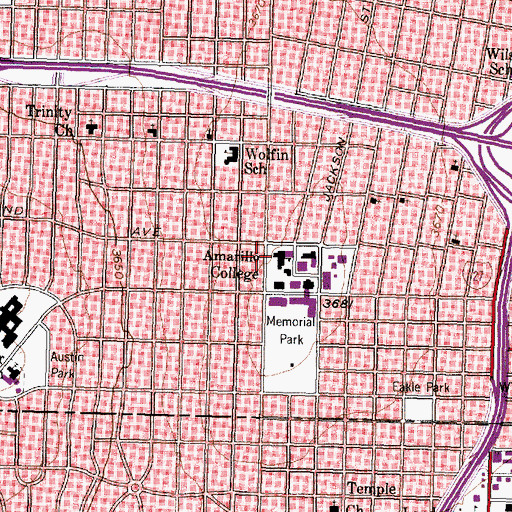 Topographic Map of Amarillo College Administration Building and Gymnasium, TX