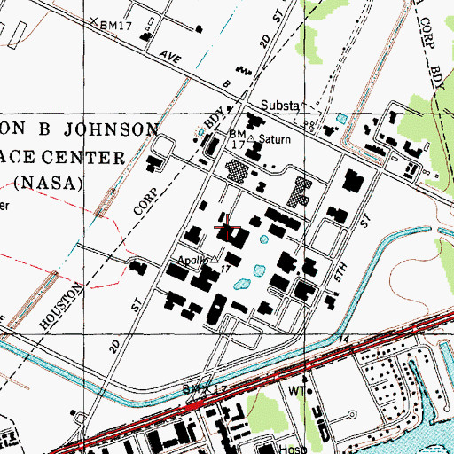 Topographic Map of Apollo Mission Control Center, TX
