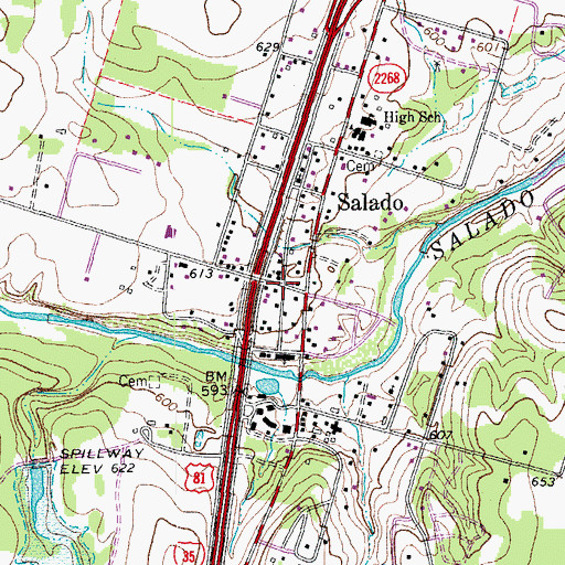 Topographic Map of Armstrong-Adams House, TX