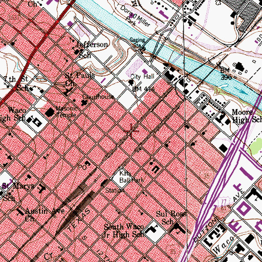 Topographic Map of Artesian Manufacturing and Bottling Company Building, TX