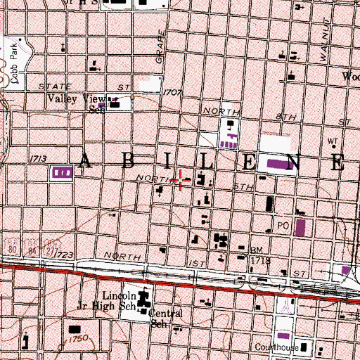 Topographic Map of Alexander-Campbell House, TX