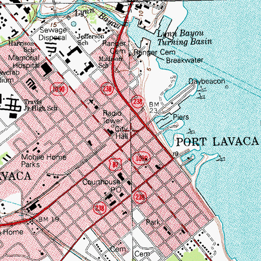 Topographic Map of A C Louwien Bakery, TX