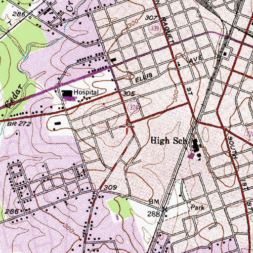 Topographic Map of A F and Myrtle Perry-Pitmann House, TX