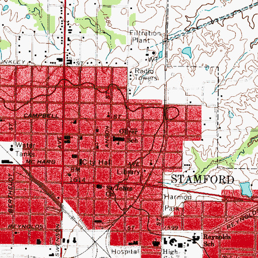 Topographic Map of A J Swenson House, TX