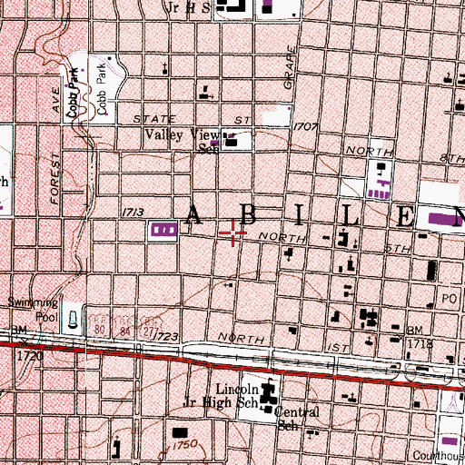 Topographic Map of A T Jones House, TX