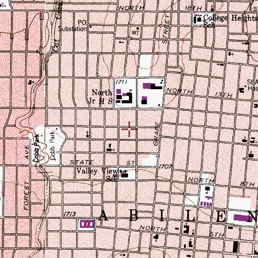 Topographic Map of Abilene Street Railway Company Barn, TX
