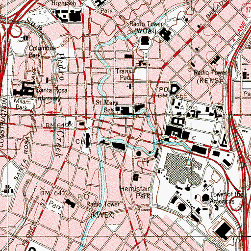 Topographic Map of Alamo National Bank Building, TX