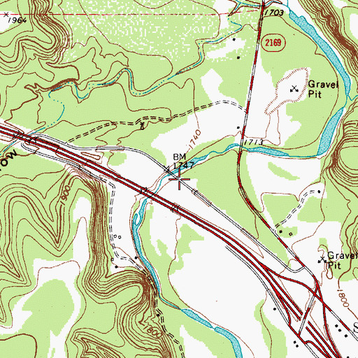Topographic Map of State Highway 27 Bridge, TX