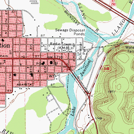 Topographic Map of State Highway 27 Bridge, TX