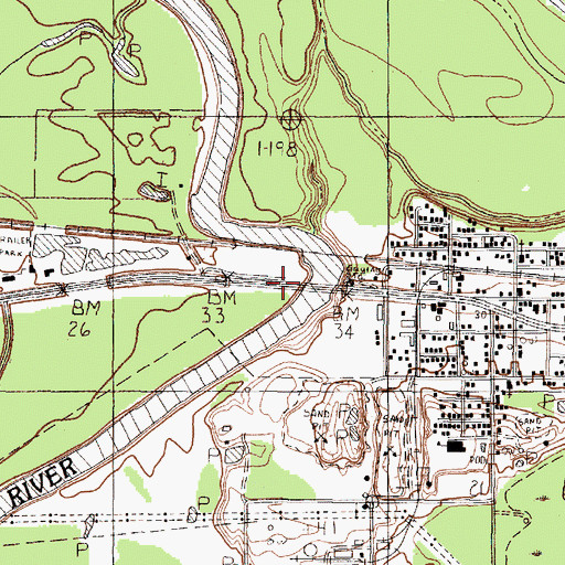 Topographic Map of State Highway 3 Bridge, TX