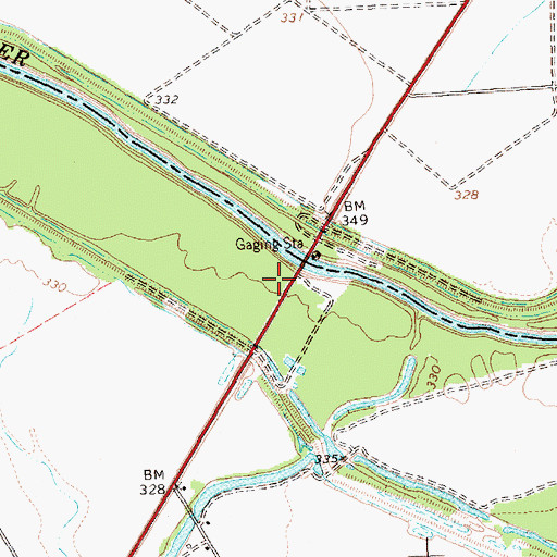 Topographic Map of State Highway 34 Bridge, TX
