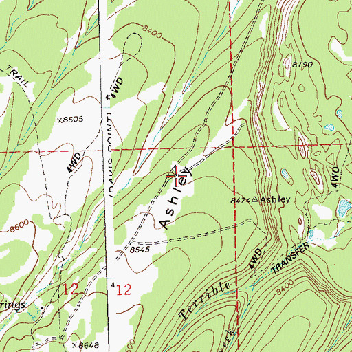 Topographic Map of Ashley Ridge, CO