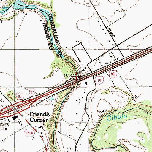 Topographic Map of State Highway 3-A Bridge, TX