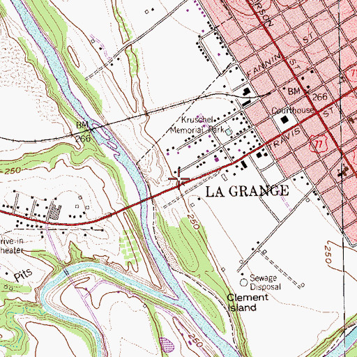 Topographic Map of State Highway 71 Bridge, TX