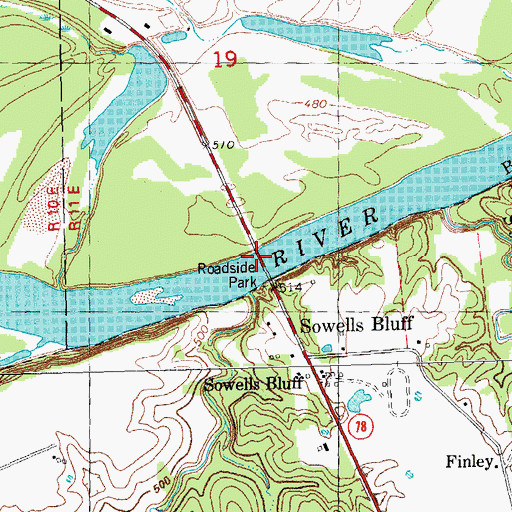 Topographic Map of State Highway 78 Bridge, TX