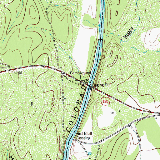 Topographic Map of US 190 Bridge, TX