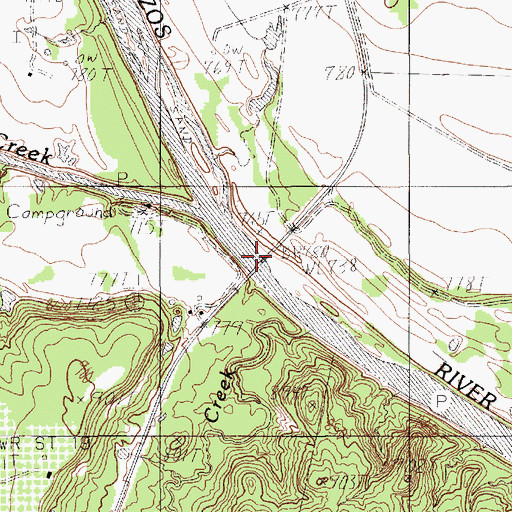 Topographic Map of US 281 Bridge, TX