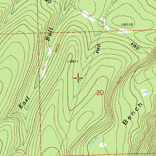 Topographic Map of Rouvideau Trail, CO