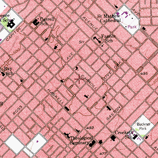 Topographic Map of Mrs Bairds Bread Company Building, TX