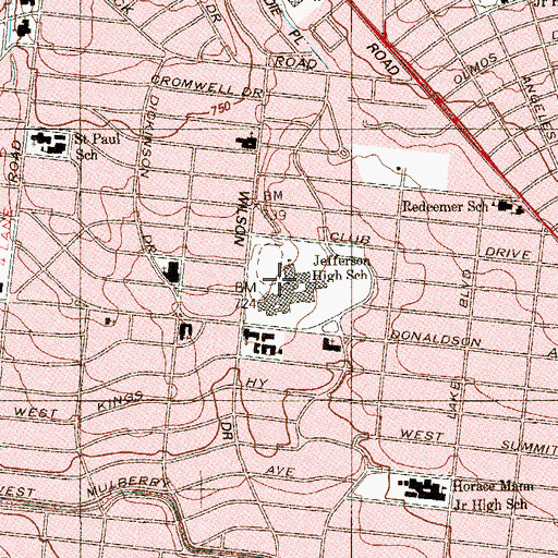 Topographic Map of Thomas Jefferson High School, TX